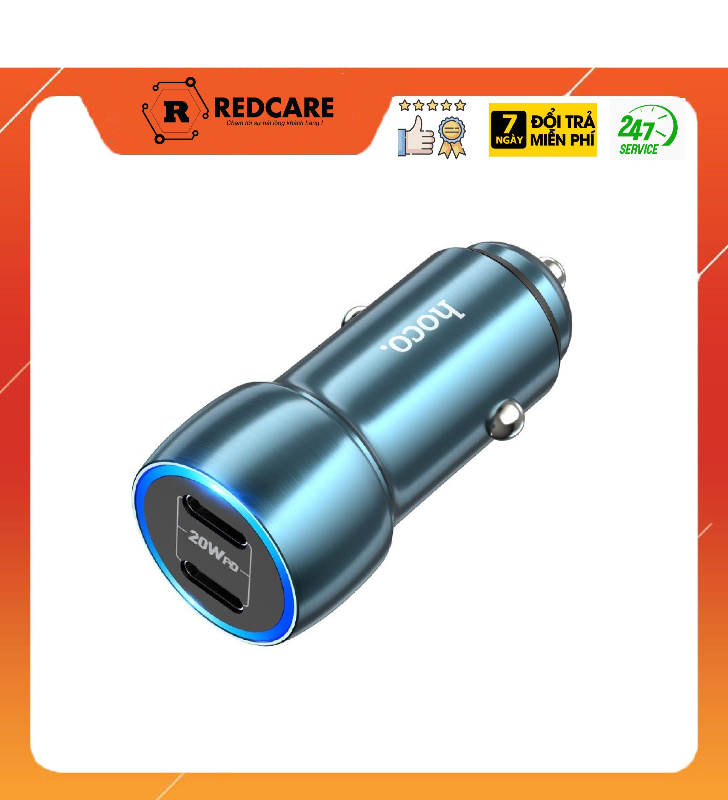 Tẩu sạc nhanh 40w Hoco Z48 có 2 cổng Type-C PD20w